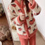 Strawberry Print Sleepwear Women Pajamas Set Winter Fleece Velvet 2 Pieces Home Suit Sleep Fluffy Korean Piiama Warm Night Wear - Slobuy