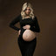 Stretchy Maternity Photography Dress Sexy Hollow Out Revealing Pregnant Belly Long Sleeved Dress Photo Studio Clothing - Slobuy