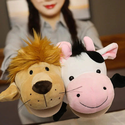 Stuffed Plush Animals Toys Hand Finger Story Puppet Kawaii Dolls Educational Baby Toys Lion Elephant Bunny Monkey Children GIft - Slobuy