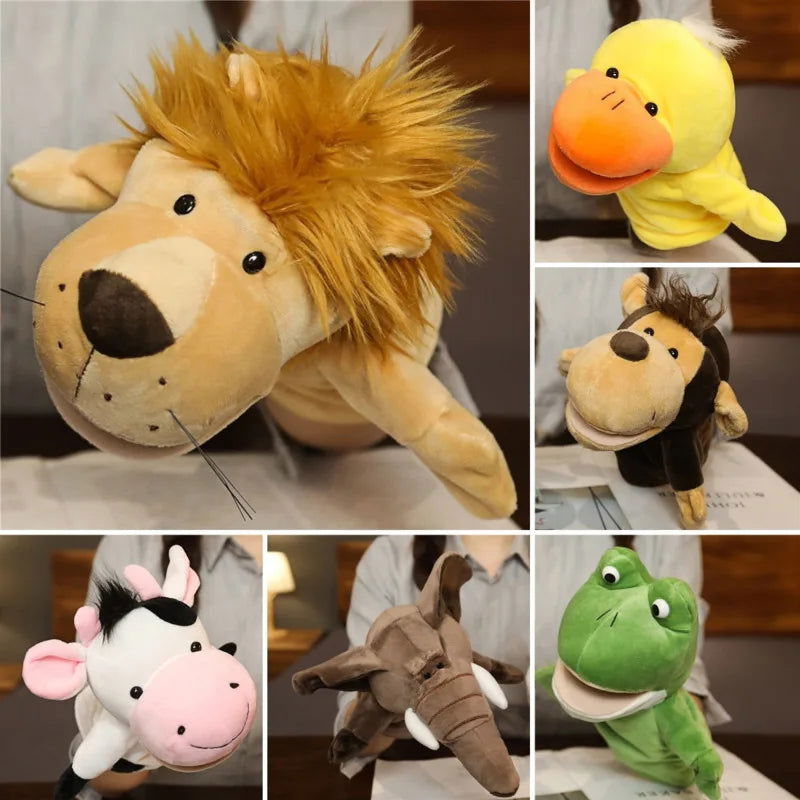 Stuffed Plush Animals Toys Hand Finger Story Puppet Kawaii Dolls Educational Baby Toys Lion Elephant Bunny Monkey Children Gifts - Slobuy