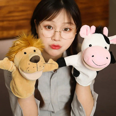 Stuffed Plush Animals Toys Hand Finger Story Puppet Kawaii Dolls Educational Baby Toys Lion Elephant Bunny Monkey Children Gifts - Slobuy