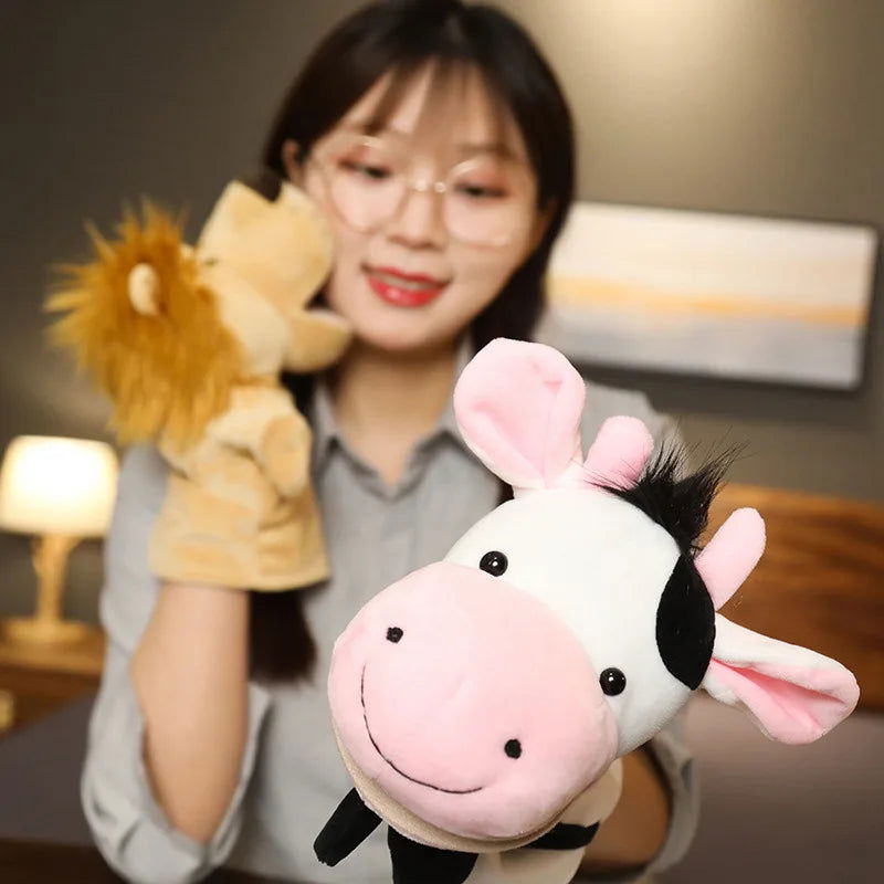 Stuffed Plush Animals Toys Hand Finger Story Puppet Kawaii Dolls Educational Baby Toys Lion Elephant Bunny Monkey Children Gifts - Slobuy