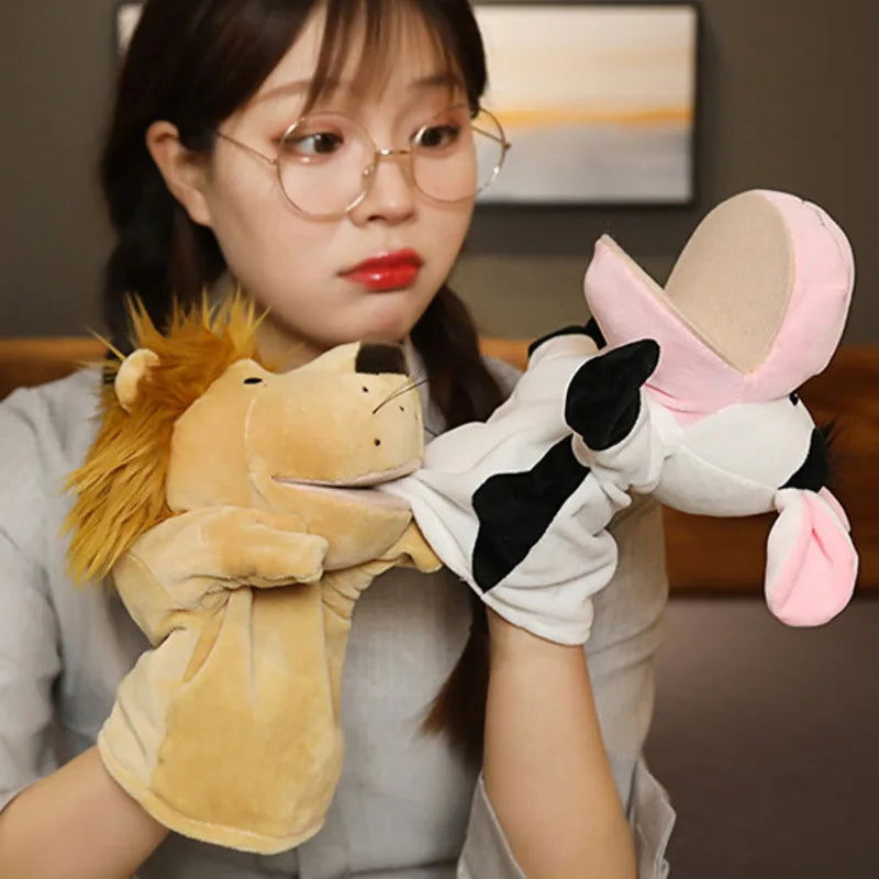 Stuffed Plush Animals Toys Hand Finger Story Puppet Kawaii Dolls Educational Baby Toys Lion Elephant Bunny Monkey Children Gifts - Slobuy