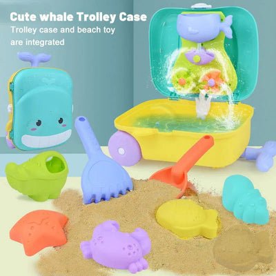 Summer Beach Sand Play Toys for Kids Luggage Toy Kit Water Toys Sand Bucket Pit Tool Outdoor Toys for Children Boy Girl Gifts - Slobuy
