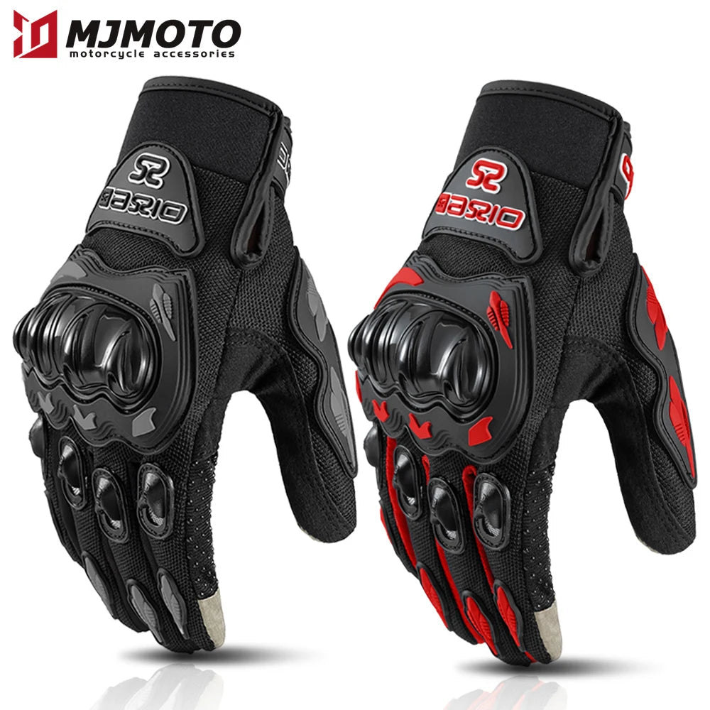 Summer Breathable Full Finger Motorcycle Gloves Non-slip Wear-resistant Motocross Racing Gloves Touch Screen Moto Biker Gloves - Slobuy