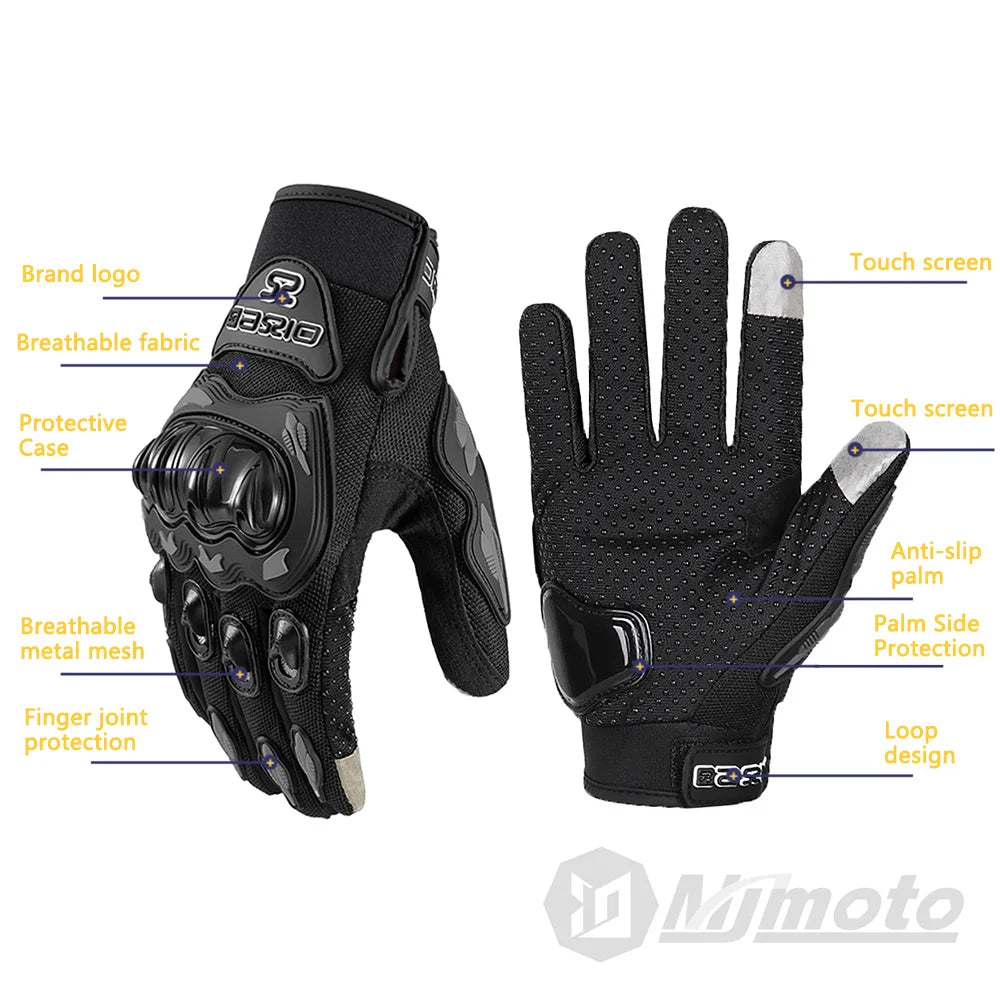 Summer Breathable Full Finger Motorcycle Gloves Non-slip Wear-resistant Motocross Racing Gloves Touch Screen Moto Biker Gloves - Slobuy