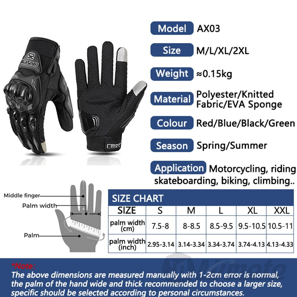 Summer Breathable Full Finger Motorcycle Gloves Non-slip Wear-resistant Motocross Racing Gloves Touch Screen Moto Biker Gloves - Slobuy