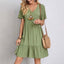 Summer Casual Dress Women Short Sleeve Ruffles A-Line Dress Fashion V-Neck Bohemian Sundress Elegant Beach Party Female Wear - Slobuy