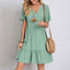 Summer Casual Dress Women Short Sleeve Ruffles A-Line Dress Fashion V-Neck Bohemian Sundress Elegant Beach Party Female Wear - Slobuy