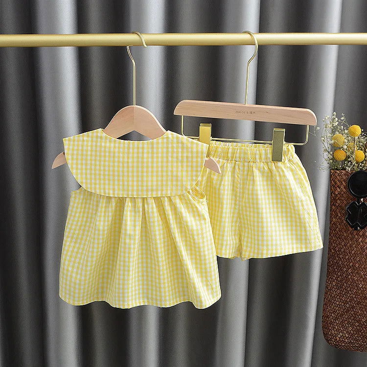 Summer Clothing Sets Baby Girl Cute Fruit Cotton Girls Plaid  Sweet Princess 2pcs Suit Children's Clothing Kids Vestidos - Slobuy
