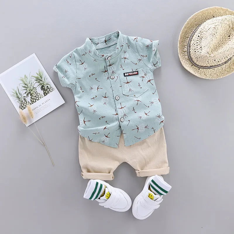 Summer Cotton Baby Boys Clothes suits Fashion Children's girls Shirt with Shorts 2-Piece Sets - Slobuy