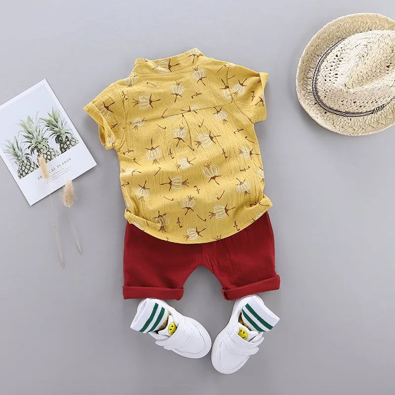 Summer Cotton Baby Boys Clothes suits Fashion Children's girls Shirt with Shorts 2-Piece Sets - Slobuy