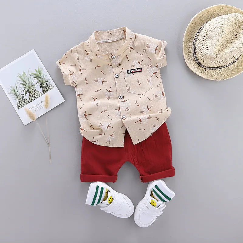 Summer Cotton Baby Boys Clothes suits Fashion Children's girls Shirt with Shorts 2-Piece Sets - Slobuy