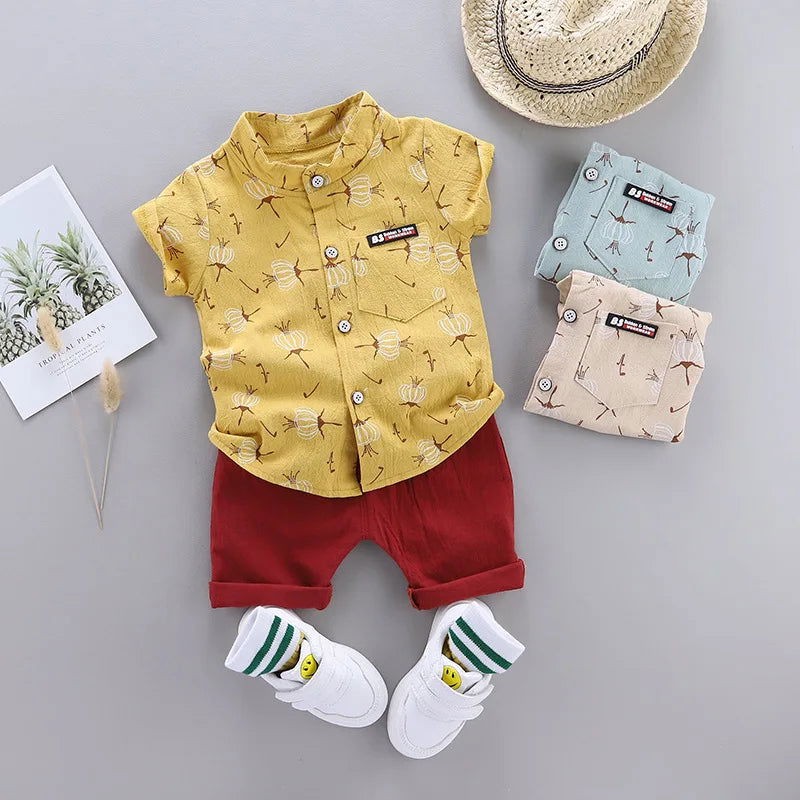 Summer Cotton Baby Boys Clothes suits Fashion Children's girls Shirt with Shorts 2-Piece Sets - Slobuy