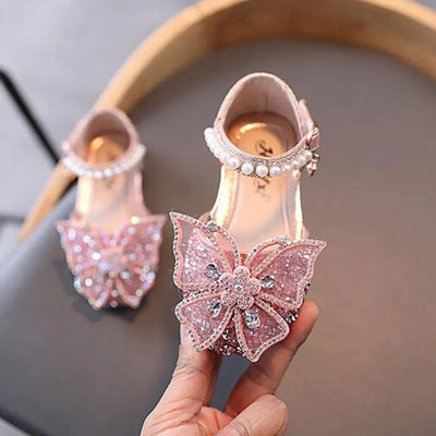 Summer Girls Sandals Fashion Sequins Rhinestone Bow Girls Princess Shoes Baby Girl Shoes Flat Heel Sandals Size 21-35 - Slobuy
