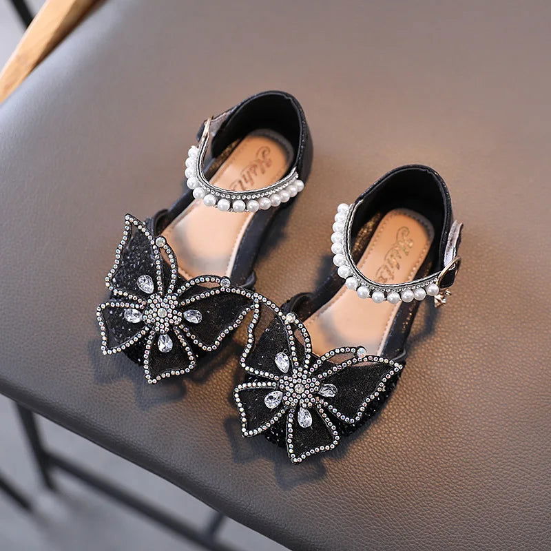 Summer Girls Sandals Fashion Sequins Rhinestone Bow Girls Princess Shoes Baby Girl Shoes Flat Heel Sandals Size 21-35 - Slobuy