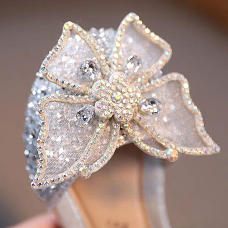 Summer Girls Sandals Fashion Sequins Rhinestone Bow Girls Princess Shoes Baby Girl Shoes Flat Heel Sandals Size 21-35 - Slobuy