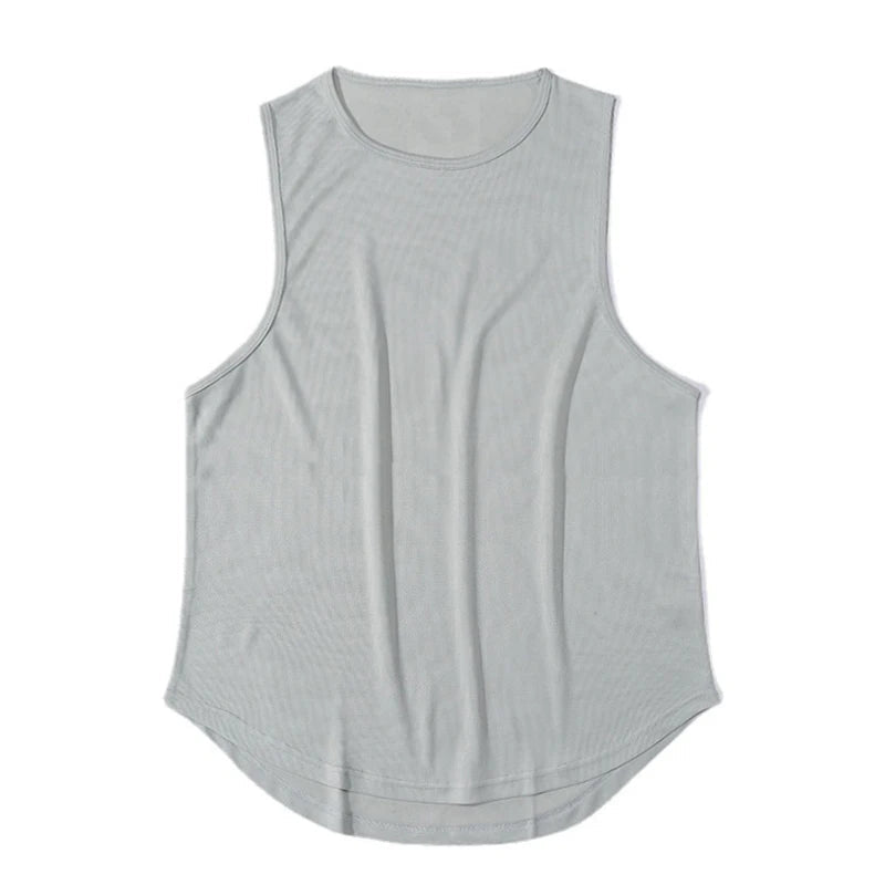 Summer Gym Tank Top Men Mesh Clothing Quick Dry Bodybuilding Sleeveless T Shirt Fitness Singlets Basketball Sports Muscle Vest - Slobuy