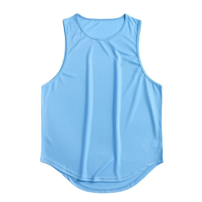 Summer Gym Tank Top Men Mesh Clothing Quick Dry Bodybuilding Sleeveless T Shirt Fitness Singlets Basketball Sports Muscle Vest - Slobuy