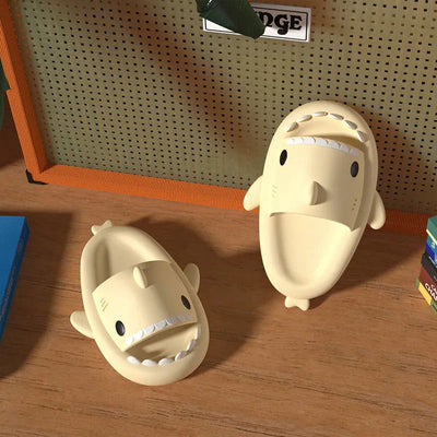 Summer Home Women Shark Slippers Anti-skid EVA Solid Color Couple Parents Outdoor Cool Indoor Household Funny Shoes - Slobuy