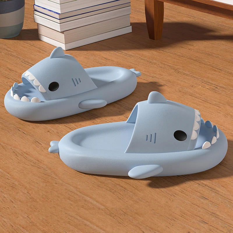 Summer Home Women Shark Slippers Anti-skid EVA Solid Color Couple Parents Outdoor Cool Indoor Household Funny Shoes - Slobuy