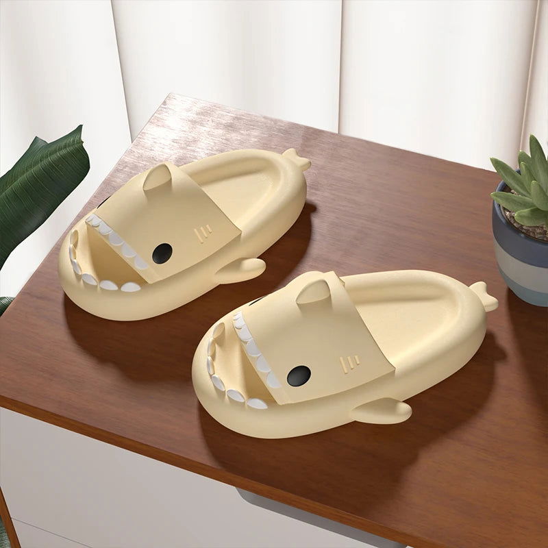 Summer Home Women Shark Slippers Anti-skid EVA Solid Color Couple Parents Outdoor Cool Indoor Household Funny Shoes - Slobuy