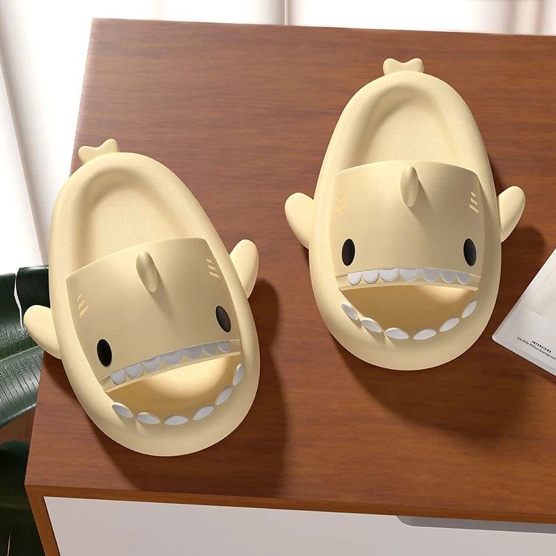 Summer Home Women Shark Slippers Anti-skid EVA Solid Color Couple Parents Outdoor Cool Indoor Household Funny Shoes - Slobuy