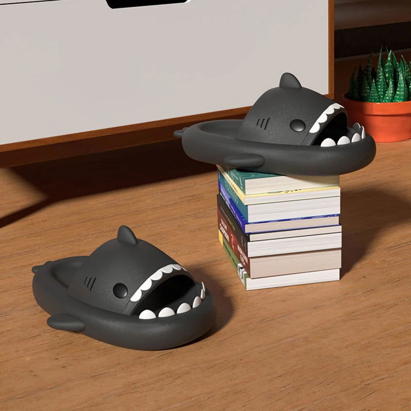 Summer Home Women Shark Slippers Anti-skid EVA Solid Color Couple Parents Outdoor Cool Indoor Household Funny Shoes - Slobuy