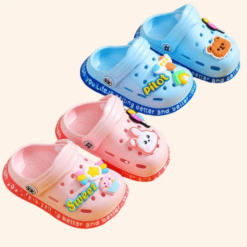 Summer Kids Sandals Hole Children's Shoes Slippers Soft Anti-Skid Cartoon DIY Design Hole Baby Shoes Sandy Beach For Boys Girls - Slobuy