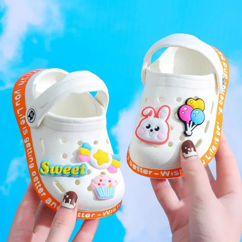 Summer Kids Sandals Hole Children's Shoes Slippers Soft Anti-Skid Cartoon DIY Design Hole Baby Shoes Sandy Beach For Boys Girls - Slobuy