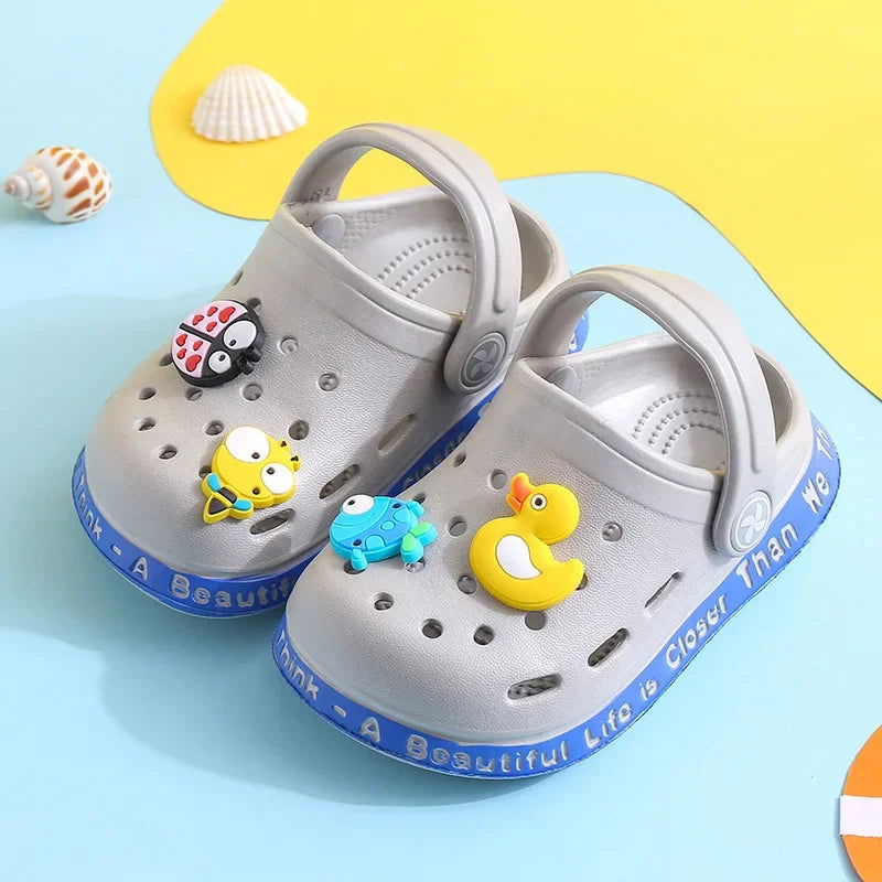 Summer Kids Sandals Hole Children's Shoes Slippers Soft Anti-Skid Cartoon DIY Design Hole Baby Shoes Sandy Beach For Boys Girls - Slobuy