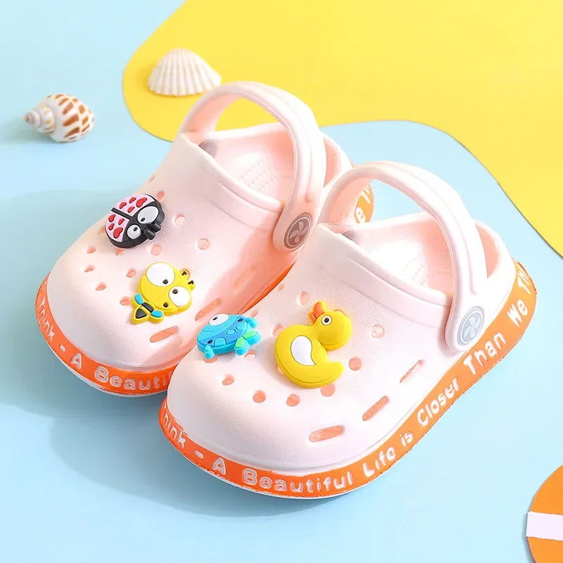 Summer Kids Sandals Hole Children's Shoes Slippers Soft Anti-Skid Cartoon DIY Design Hole Baby Shoes Sandy Beach For Boys Girls - Slobuy