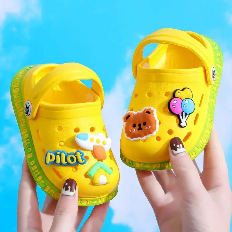 Summer Kids Sandals Hole Children's Shoes Slippers Soft Anti-Skid Cartoon DIY Design Hole Baby Shoes Sandy Beach For Boys Girls - Slobuy