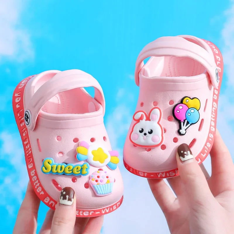 Summer Kids Sandals Hole Children's Shoes Slippers Soft Anti-Skid Cartoon DIY Design Hole Baby Shoes Sandy Beach For Boys Girls - Slobuy