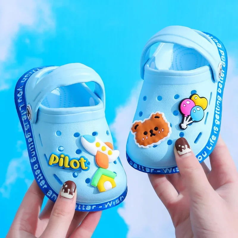 Summer Kids Sandals Hole Children's Shoes Slippers Soft Anti-Skid Cartoon DIY Design Hole Baby Shoes Sandy Beach For Boys Girls - Slobuy