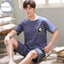 Summer Knitted Cotton Short Sleeved Men's Pajamas Sets Male Pajama Set Letter Pajama For Men Sleepwear Suit Homewear Size xXXXL - Slobuy