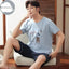 Summer Knitted Cotton Short Sleeved Men's Pajamas Sets Male Pajama Set Letter Pajama For Men Sleepwear Suit Homewear Size xXXXL - Slobuy