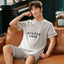 Summer Knitted Cotton Short Sleeved Men's Pajamas Sets Male Pajama Set Letter Pajama For Men Sleepwear Suit Homewear Size xXXXL - Slobuy