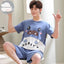 Summer Knitted Cotton Short Sleeved Men's Pajamas Sets Male Pajama Set Letter Pajama For Men Sleepwear Suit Homewear Size xXXXL - Slobuy