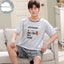 Summer Knitted Cotton Short Sleeved Men's Pajamas Sets Male Pajama Set Letter Pajama For Men Sleepwear Suit Homewear Size xXXXL - Slobuy