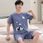 Summer Knitted Cotton Short Sleeved Men's Pajamas Sets Male Pajama Set Letter Pajama For Men Sleepwear Suit Homewear Size xXXXL - Slobuy