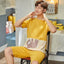 Summer Knitted Cotton Short Sleeved Men's Pajamas Sets Male Pajama Set Letter Pajama For Men Sleepwear Suit Homewear Size xXXXL - Slobuy
