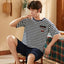 Summer Knitted Cotton Short Sleeved Men's Pajamas Sets Male Pajama Set Letter Pajama For Men Sleepwear Suit Homewear Size xXXXL - Slobuy