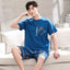 Summer Knitted Cotton Short Sleeved Men's Pajamas Sets Male Pajama Set Letter Pajama For Men Sleepwear Suit Homewear Size xXXXL - Slobuy