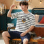 Summer Knitted Cotton Short Sleeved Men's Pajamas Sets Male Pajama Set Letter Pajama For Men Sleepwear Suit Homewear Size xXXXL - Slobuy
