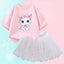 Summer Little Girls Clothing Cute Cat T Shirt& mesh Tutu Skirt Two Piece Set Fashion Korean Children Clothes Outfits 3-14years - Slobuy