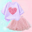 Summer Little Girls Clothing Cute Cat T Shirt& mesh Tutu Skirt Two Piece Set Fashion Korean Children Clothes Outfits 3-14years - Slobuy