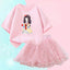 Summer Little Girls Clothing Cute Cat T Shirt& mesh Tutu Skirt Two Piece Set Fashion Korean Children Clothes Outfits 3-14years - Slobuy