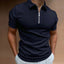 Summer Men's Solid Color Polo Shirt Short Sleeve Turn-Down Collar Zipper Tshirts &for Men Casual Streetwear New Male Tops - Slobuy