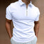 Summer Men's Solid Color Polo Shirt Short Sleeve Turn-Down Collar Zipper Tshirts &for Men Casual Streetwear New Male Tops - Slobuy